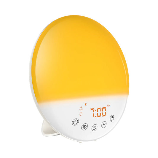 RICIAL Wake Up Light Sunrise Alarm Clock with gentle sunrise simulation and dual alarms.