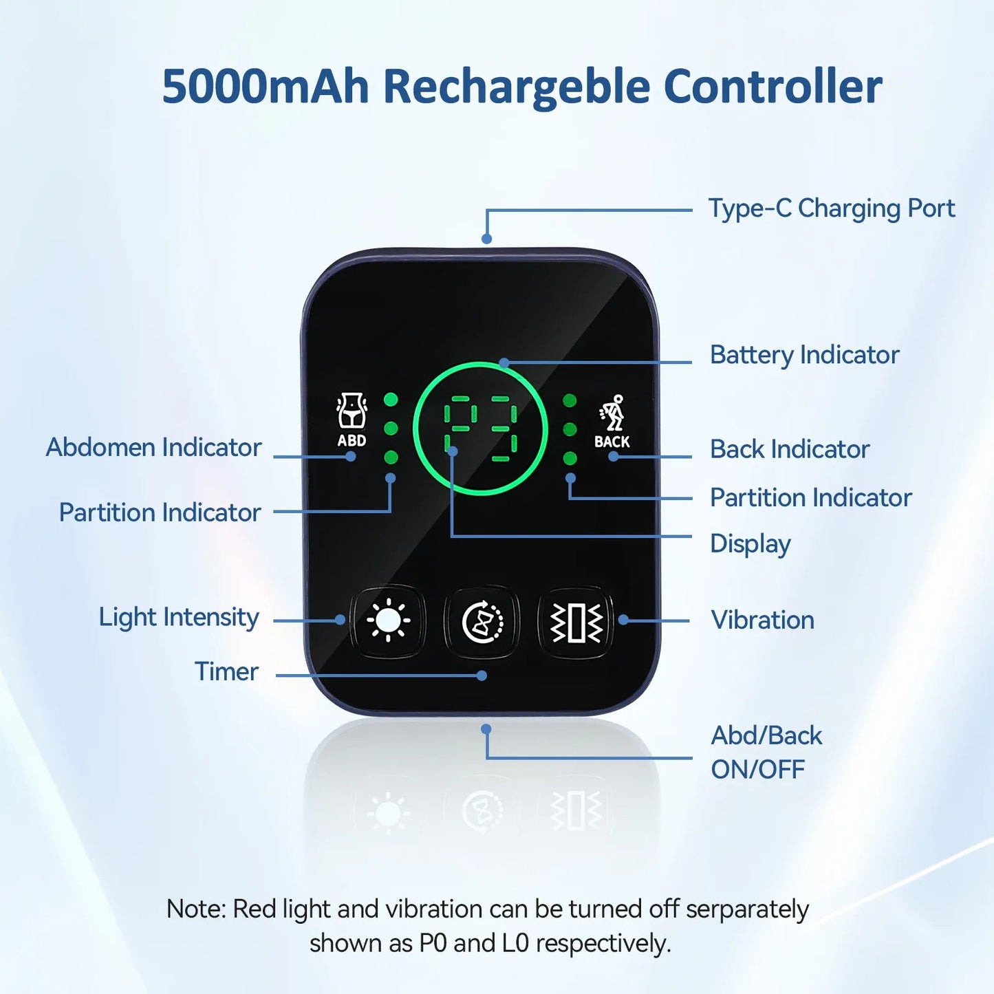 Cordless Infrared Red Light Therapy Belt with Heat & Vibration for Pain Relief - RICIAL