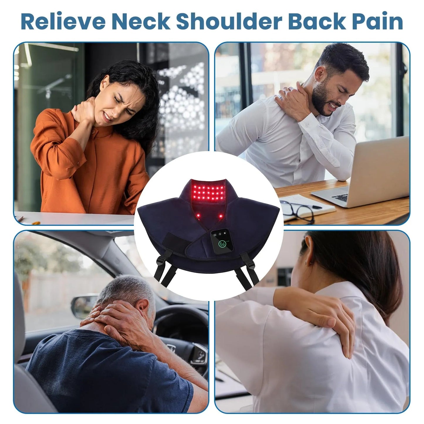 Near - Infrared Red Light Therapy Pad for Neck & Shoulder Pain Relief - RICIAL