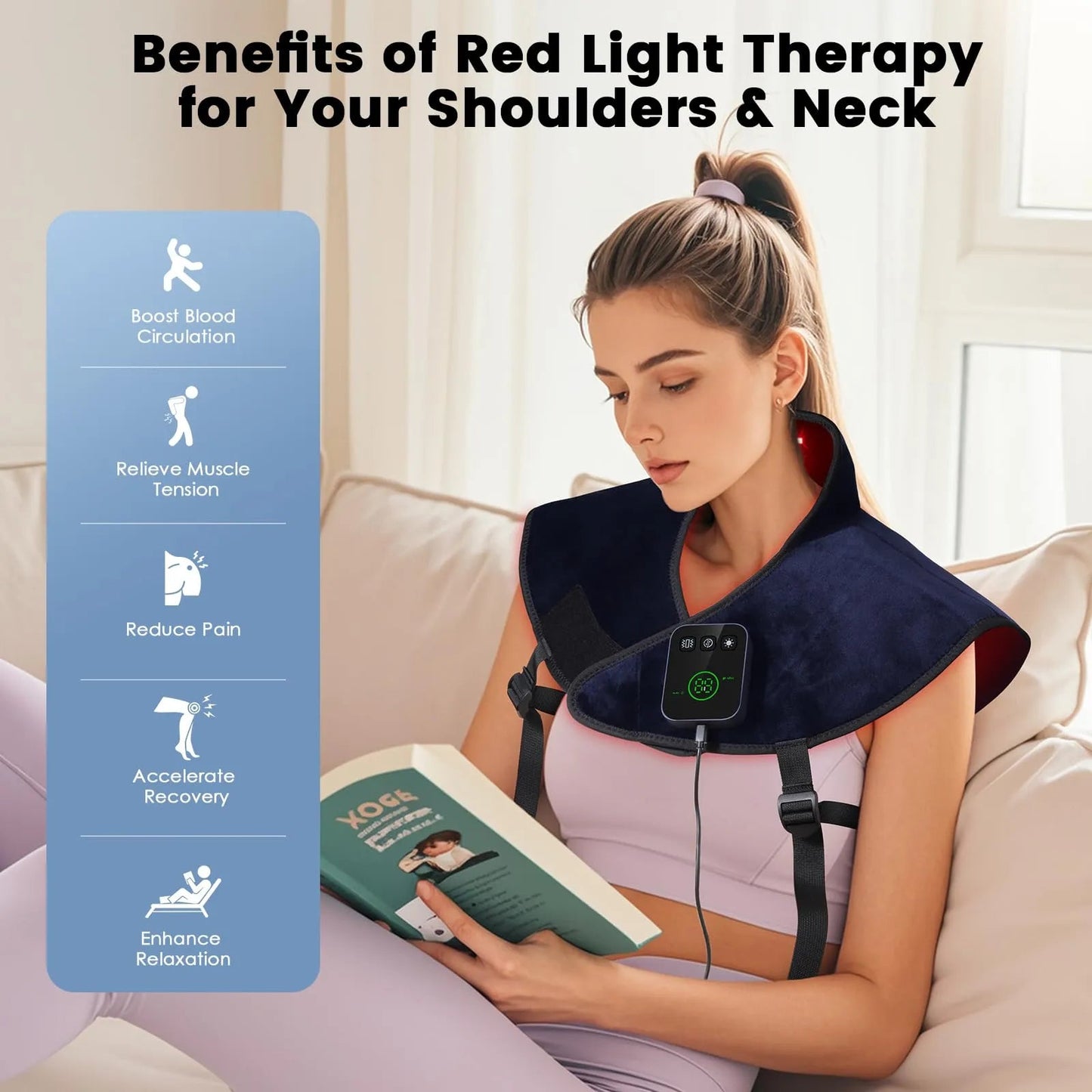 Near - Infrared Red Light Therapy Pad for Neck & Shoulder Pain Relief - RICIAL