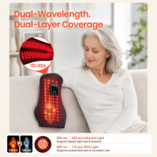 RICIAL PalmLuma red light therapy glove for hands with dual-wavelength, dual-layer LED coverage