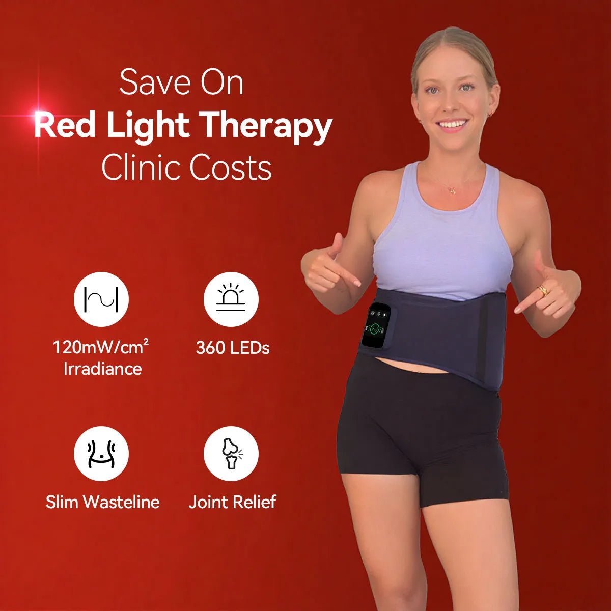 RICIAL 8 - in - 1 Red Light Belt for Fat Reduction, Skin Firming & Pain Relief - RICIAL