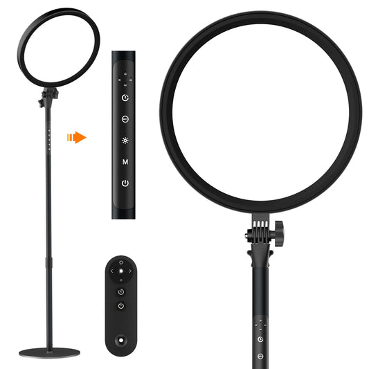 RICIAL Light Therapy Lamp,12000 Lux UV-Free Sun Lamp Full Spectrum Sunlight Lamp with 12" Panel/71 High/4 Color Temperature/5 Brightness/Remote Control, 2 in 1 Retractable Floor Light Therapy Lamp