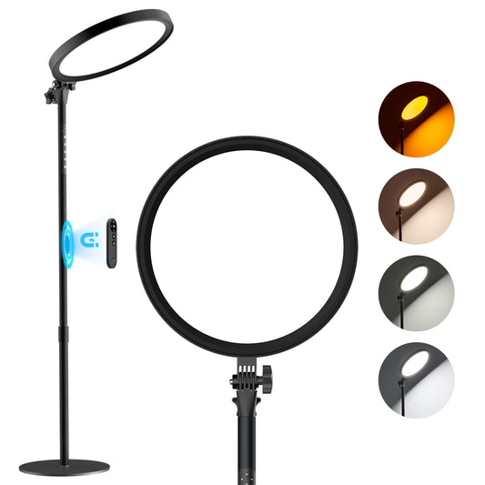 RICIAL Light Therapy Lamp,12000 Lux UV-Free Sun Lamp Full Spectrum Sunlight Lamp with 12" Panel/71 High/4 Color Temperature/5 Brightness/Remote Control, 2 in 1 Retractable Floor Light Therapy Lamp