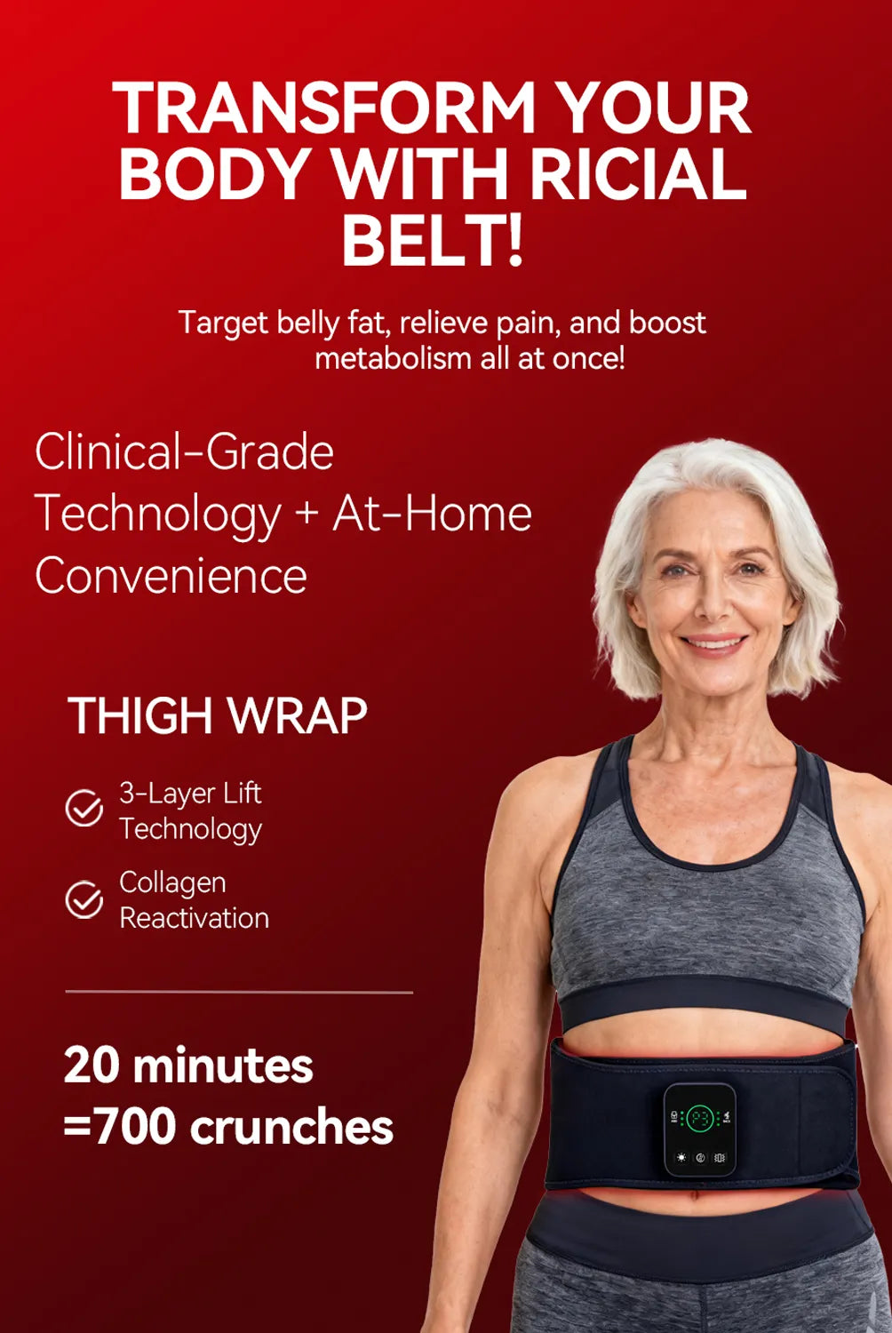RICIAL 8-in-1 Red Light Belt