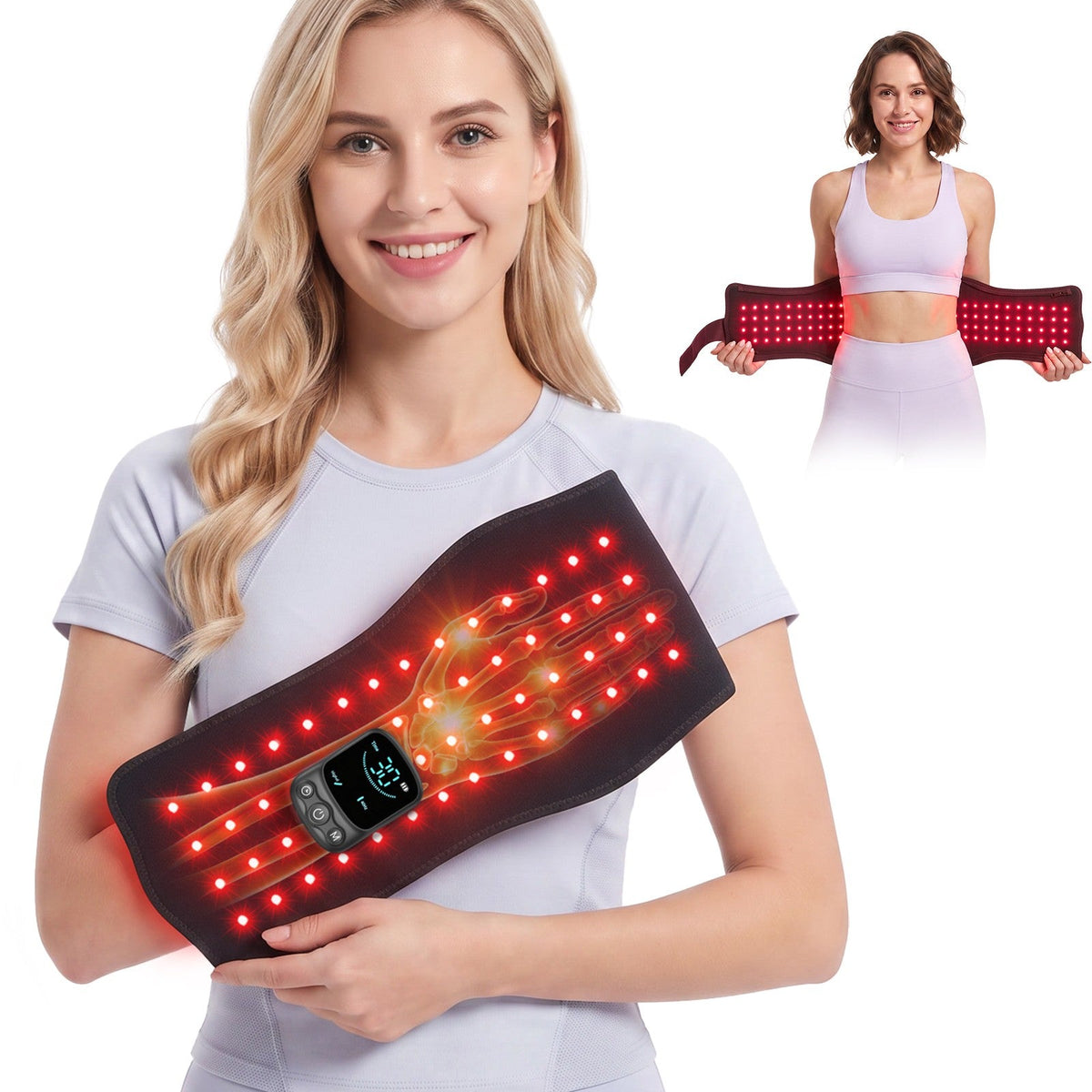RICIAL PalmLuma red light therapy glove for hands and wrists, also opens into a waist wrap