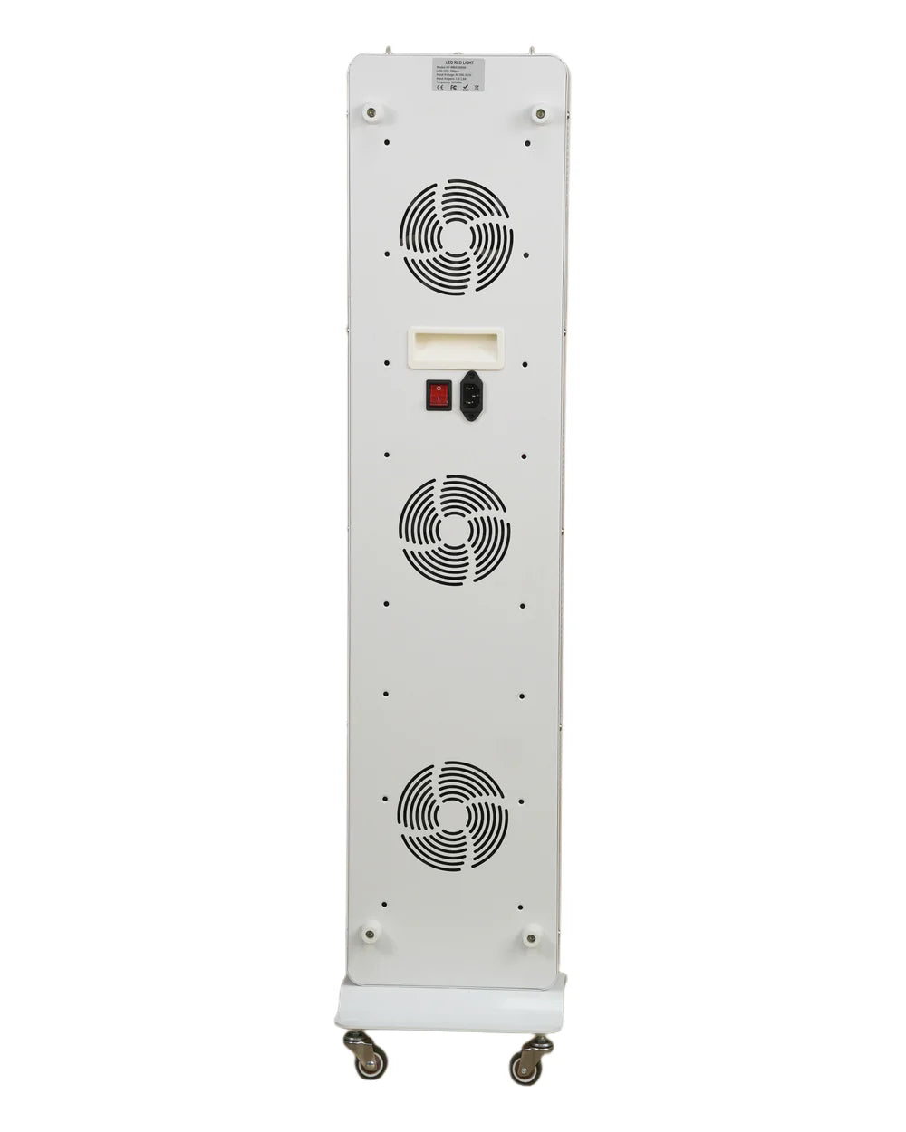 1000W-PLUS rear view with three cooling fans and power connection; optional floor base shown separately