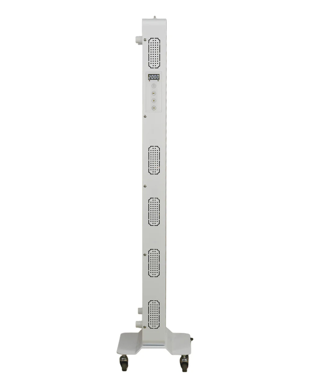 1000W-PLUS side view of timer, buttons and ventilation; optional floor base shown separately