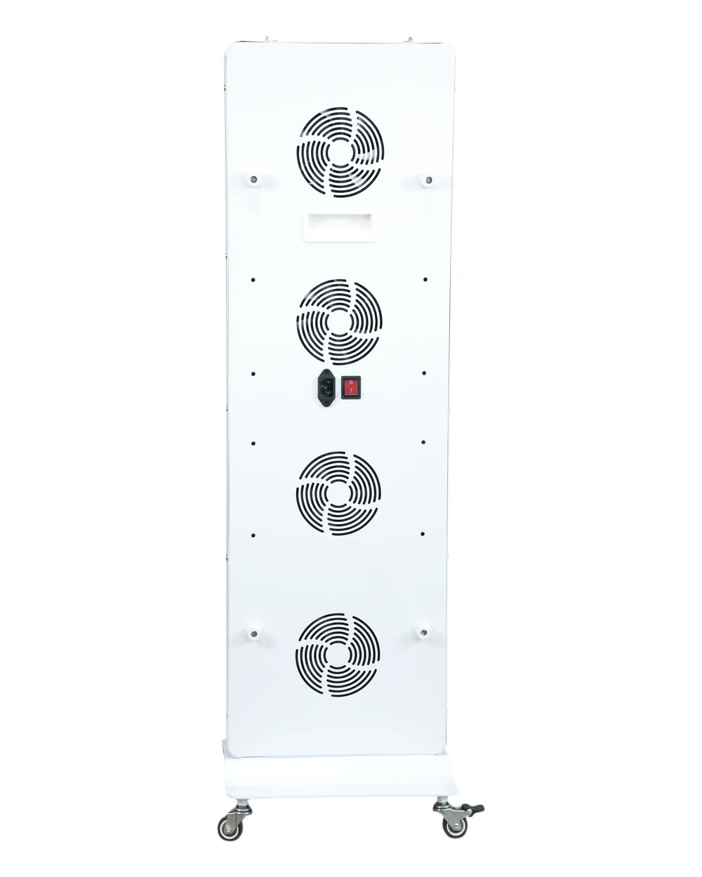 1500W-PRO rear view with four cooling fans and power connection; optional floor base shown separately