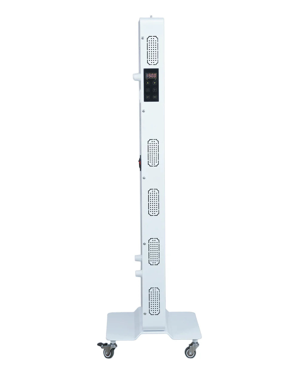 1500W-PRO side view of digital controls and ventilation; optional floor base shown separately