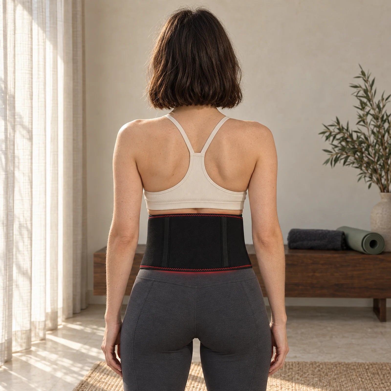 Back view of the SlimLuma belt worn around the lower back